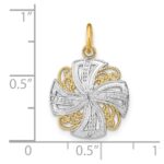 14K and White Rhodium Pinwheel Medallion Charm - Image 3