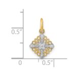 14K and White Rhodium Mini Cross Medallion Charm - Image 3