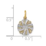 14K and White Rhodium Diamond-cut Mini Pinwheel Medallion Charm - Image 3