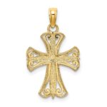 14K and White Rhodium Textured Cross Charm - Image 4