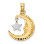 14k Two-Tone Polished Half Moon and Dangle Star Pendant - Image 4