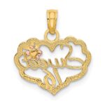 14k Two-Tone SWEET 16 Heart with Flower Charm - Image 4