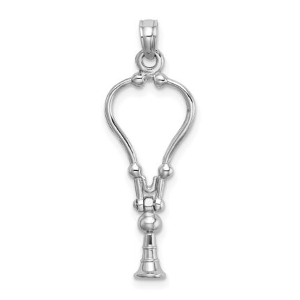 14k White Gold 3-D Stethoscope Pendant