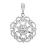 14K White Gold Starbust with Hearts Diamond-cut Beaded Charm