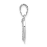 14K White Gold Polished and Textured Heart Pendant - Image 2