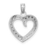 14K White Gold Polished and Textured Heart Pendant - Image 3