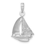 14K White Gold Polished 3-D Sailboat Charm - Image 4