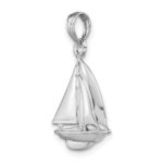 14K White Gold Polished 3-D Sailboat Charm - Image 5