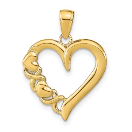 14K Polished -X- and Heart Pendant