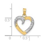 14K and White Rhodium Polished and Textured Open Heart Pendant - Image 4