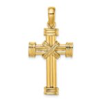 14K Polished -X- Center Cross Charm