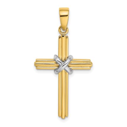 14K Two-tone -X- Center Cross Charm