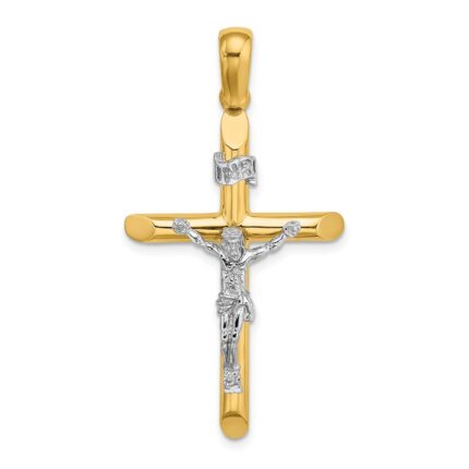 14K Two-tone Polished Crucifix Charm