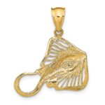 14K Polished and Textured Accent Stingray Charm - Image 4