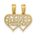 14K Polished 2-Piece Break-Apart BEST FRIENDS Hearts Pendant