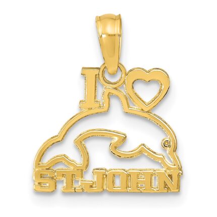 14K I HEART ST. JOHN with Dolphin Pendant