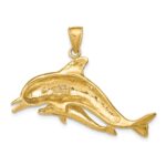 14k Polished Mother and Baby Dolphin Pendant - Image 3