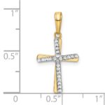 14K and White Rhodium Diamond-cut Cross Pendant - Image 4