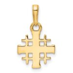 14K and White Rhodium Diamond-cut Jerusalem Cross Pendant - Image 3