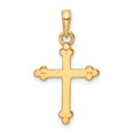 14K and White Rhodium Diamond-cut Budded Cross Pendant - Image 3
