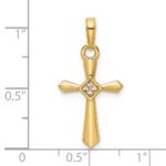 14K and White Rhodium Diamond-cut Cross Pendant - Image 3