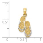 14k  3-D and White Rhodium Solid Polished Sandals Pendant - Image 3