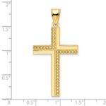 14K Polished Beaded Cross Pendant - Image 4