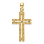 14K Polished Beaded Cross Pendant