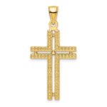 14K Polished Beaded Cross Pendant