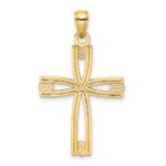 14k Beaded and Polished Cross Pendant - Image 4
