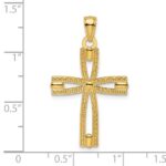 14k Beaded and Polished Cross Pendant - Image 3