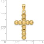 14K Polished Beaded Circles Cross Pendant - Image 3