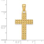 14K Polished and Textured Cross Pendant - Image 3