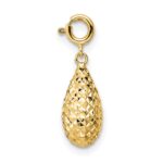 14K Diamond-cut Teardrop with Spring Ring Clasp Charm