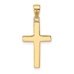 14K Polished Tapered Ends Hollow Cross Pendant - Image 3