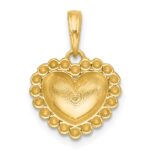 14k with White Rhodium Polished Domed Heart Charm Pendant - Image 3