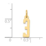 14k Small Elongated Number 3 Charm - Image 4