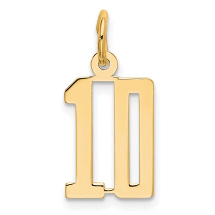 14k Small Elongated Number 10 Charm