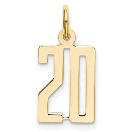 14k Small Elongated Number 20 Charm