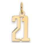 14k Small Elongated Number 21 Charm