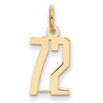 14k Small Elongated Number 72 Charm