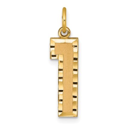 14k Large Brushed Diamond-cut Number 1 Charm