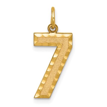 14k Large Brushed Diamond-cut  Number 7 Charm