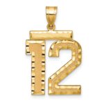 14k Large Brushed Diamond-cut Number 12 Charm