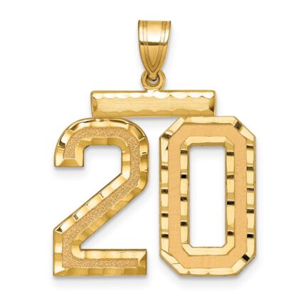 14k Large Brushed Diamond-cut Number 20 Charm