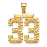 14k Large Brushed Diamond-cut Number 33 Charm