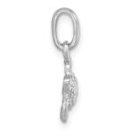 Sterling Silver Rhodium-plated Polished Small Swimming Turtle Pendant - Image 2