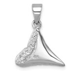 Sterling Silver Rhodium-plated Polished Shark Tooth Pendant - Image 3