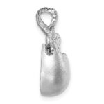 Sterling Silver Rhodium-plated Moveable Crystal Polished Hatching Turtle in Satin Egg Pendant - Image 2
