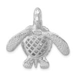 Sterling Silver Rhodium-plated Polished and Textured Sea Turtle Slide - Image 3